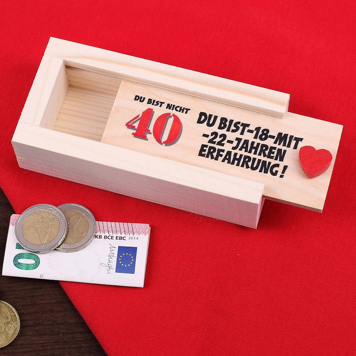 Holzkiste als Geldgeschenk zum 40. Geburtstag