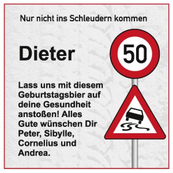Bieraufkleber zum Geburtstag mit Wunschnaem, Alter und Text