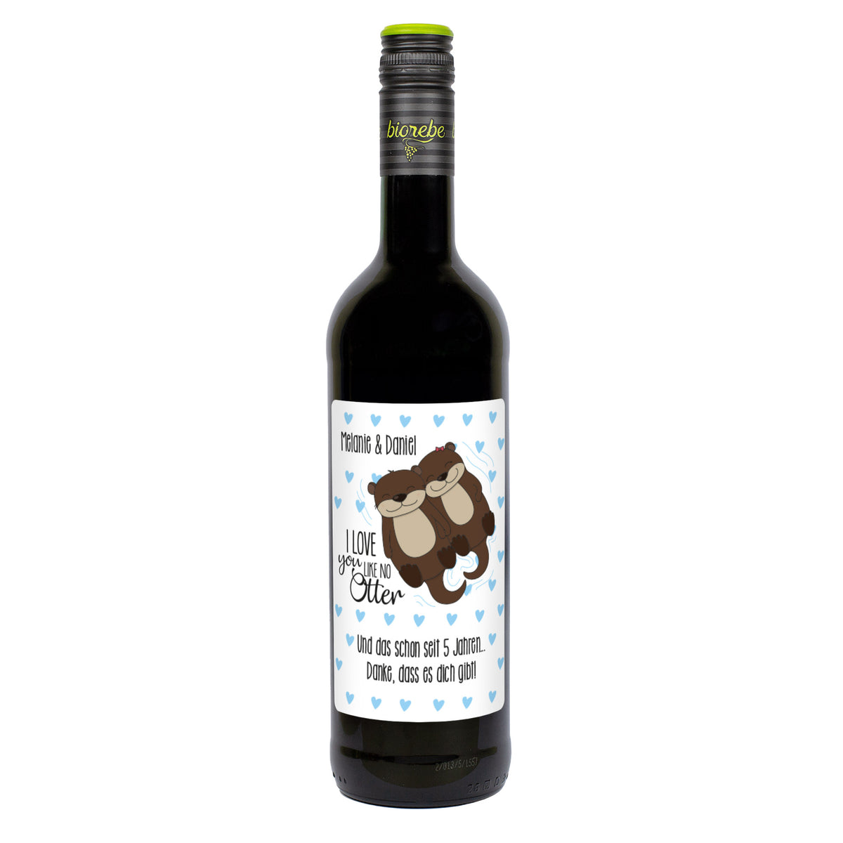 I love you like no Otter Weinflasche mit Namen und Wunschtext | Biorebe