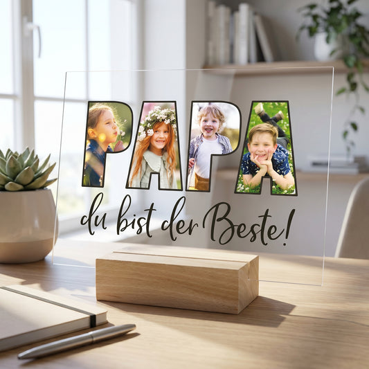 Acrylbild für den besten Papa mit 4 Fotos
