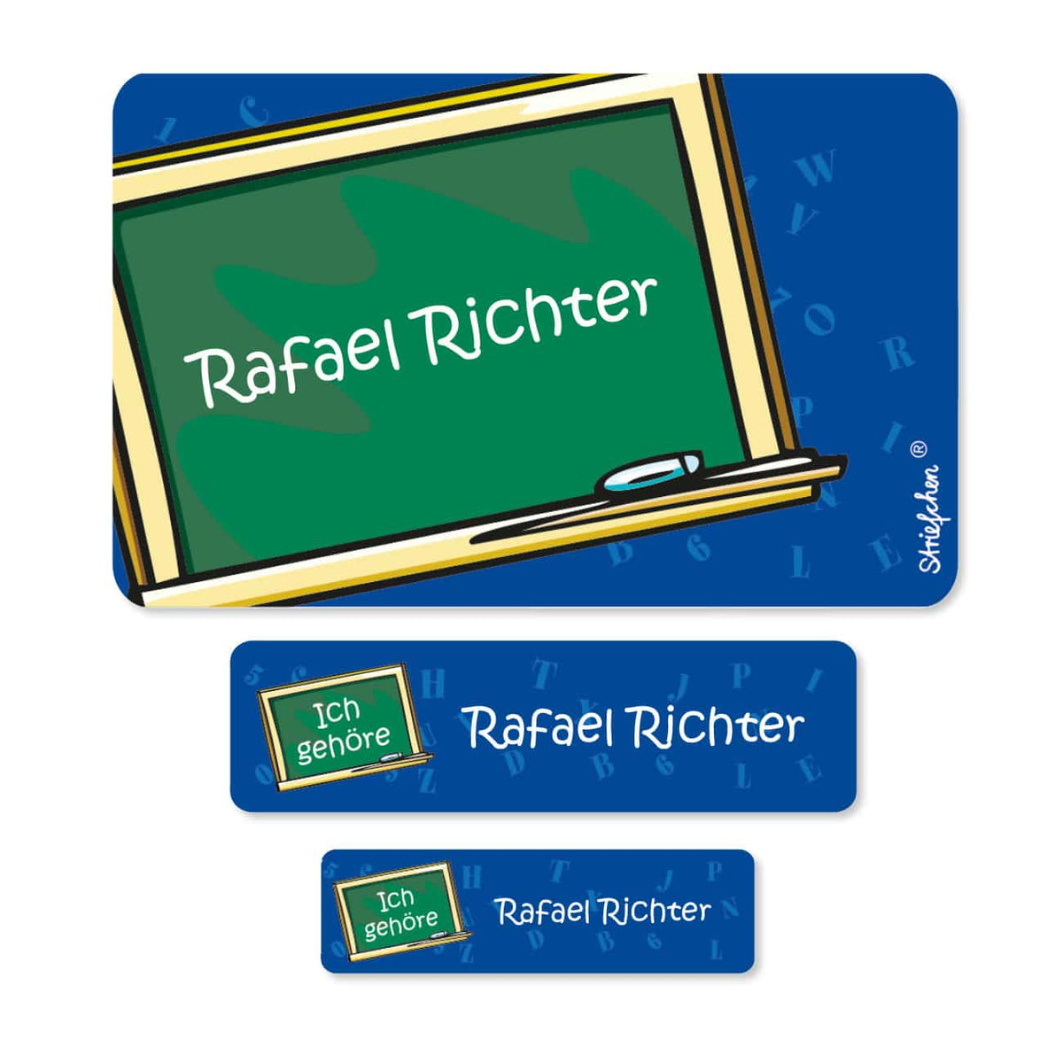 100 teiliges Aufkleber-Set mit Tafel in blau