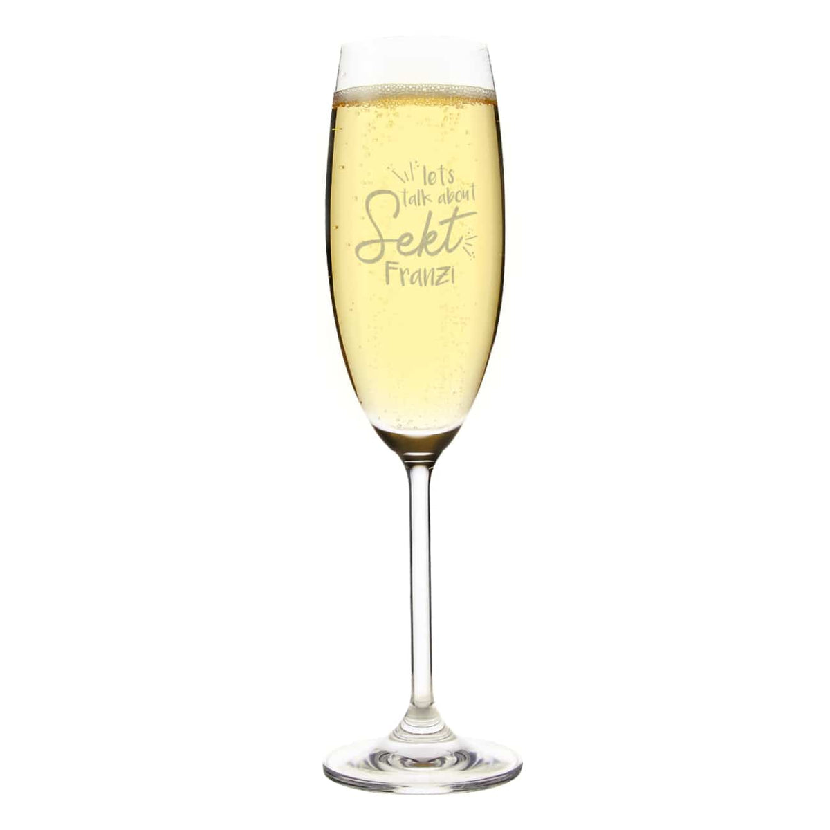 Graviertes Sektglas - Let's talk about Sekt - mit Wunschname