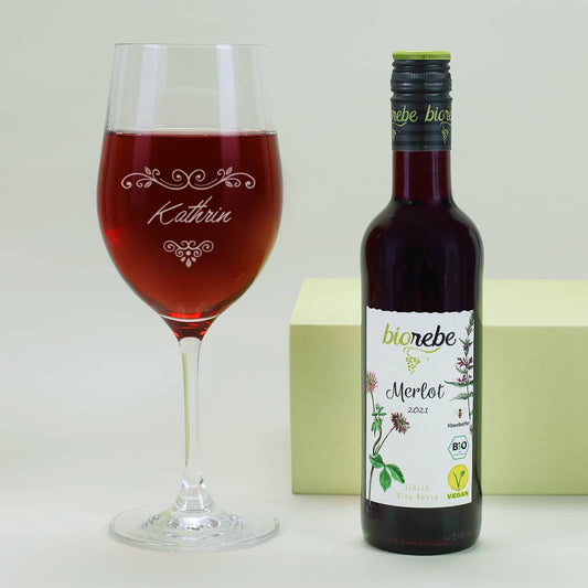Rotwein Geschenkset mit persönlichem Weinglas