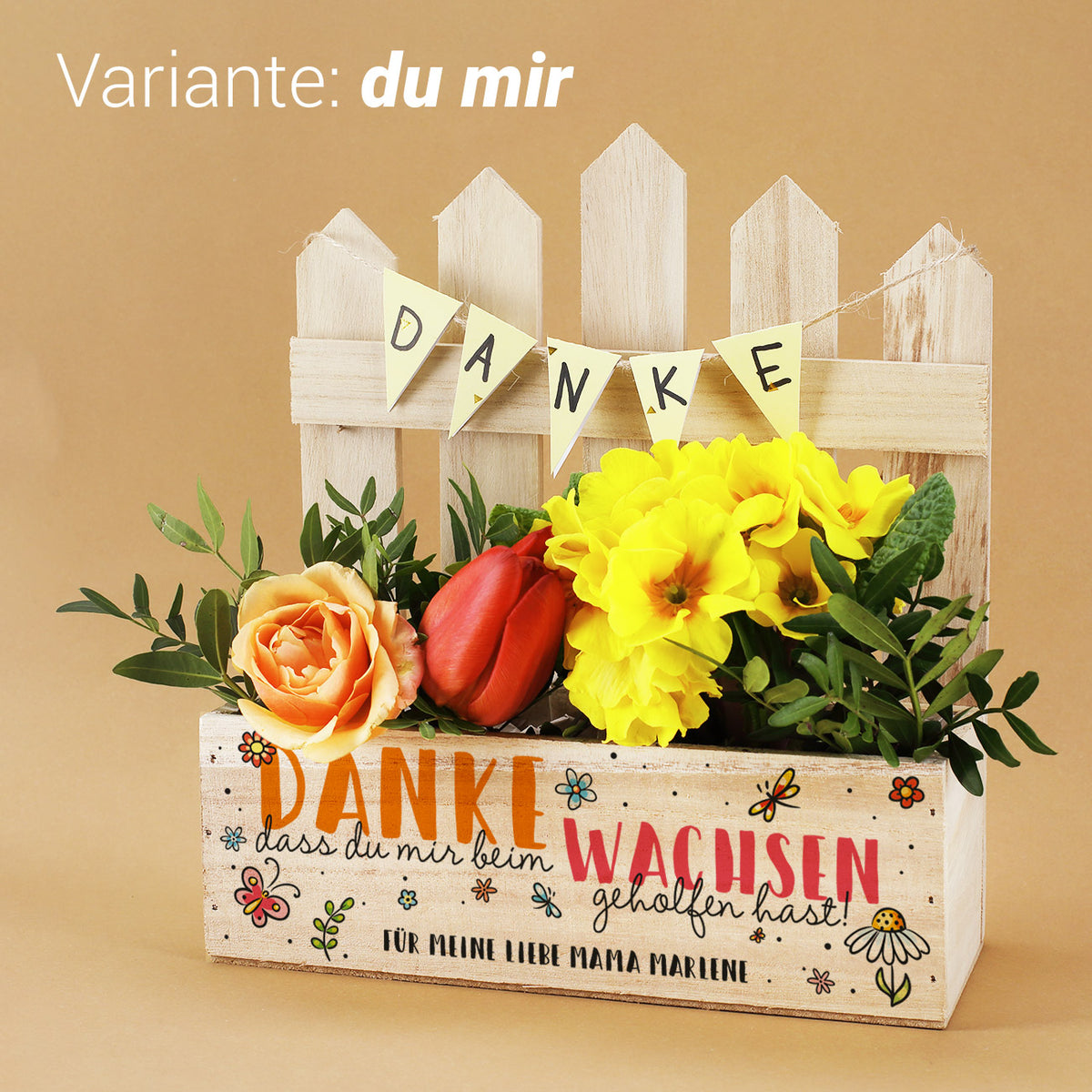 Präsentkorb mit Zaun als Dankeschön für Erzieherinnen & Lehrer | Holz Geschenkkorb