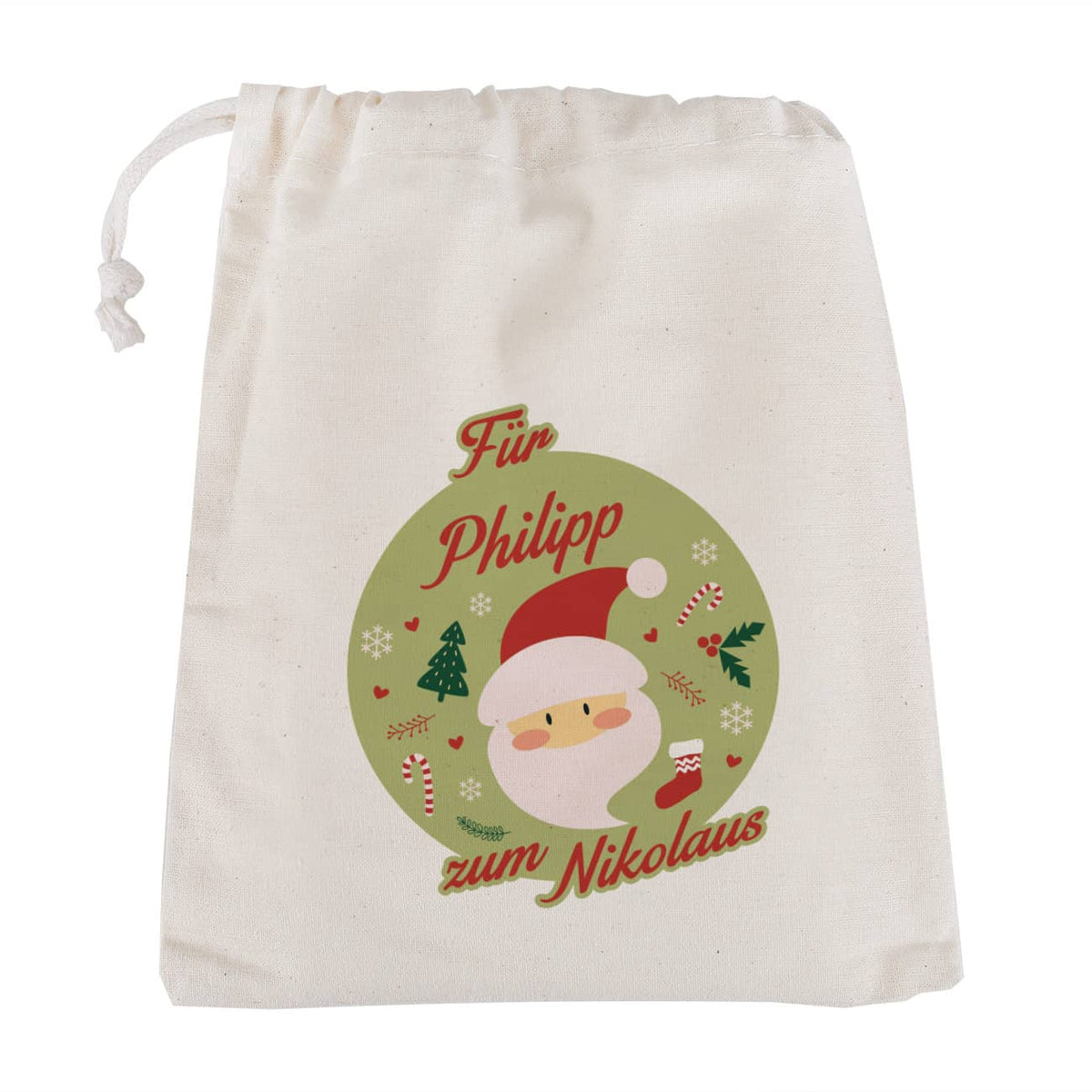 Geschenksack mit Nikolausmotiv und Name