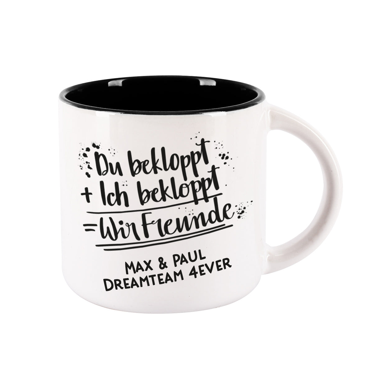 Freundegeschenk - Du bekloppt, Ich bekloppt, Wir Freunde - großer Kaffeepott