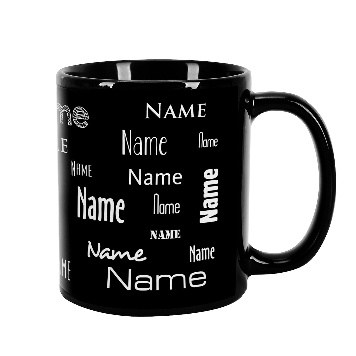Tasse in Schwarz mit Namen nach Ihrem Wunsch