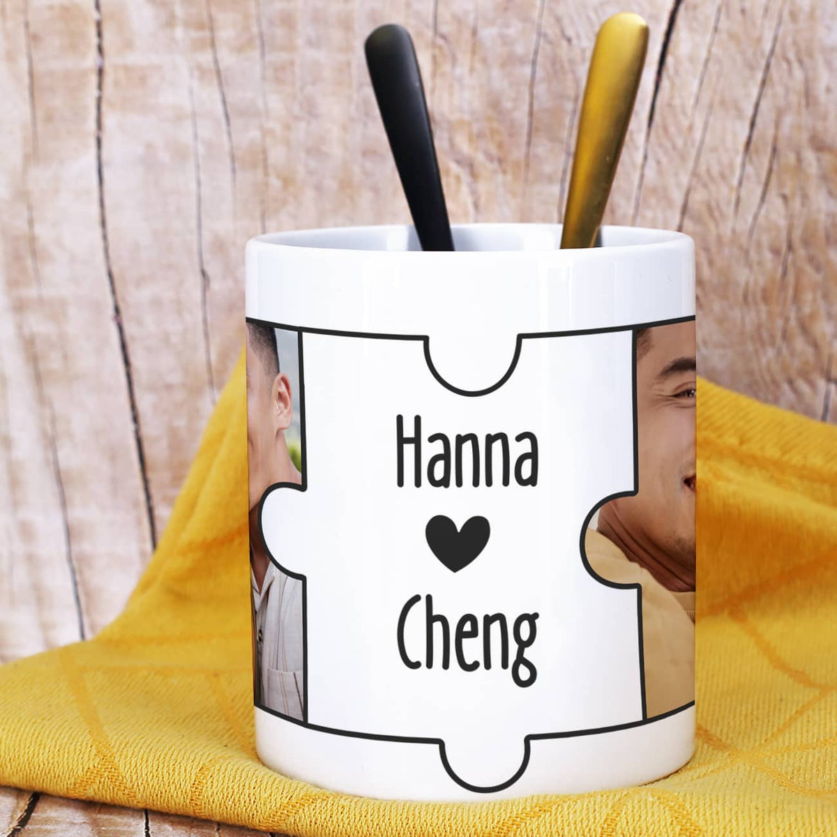 Tasse mit zwei Namen nach Wunsch personalisiert
