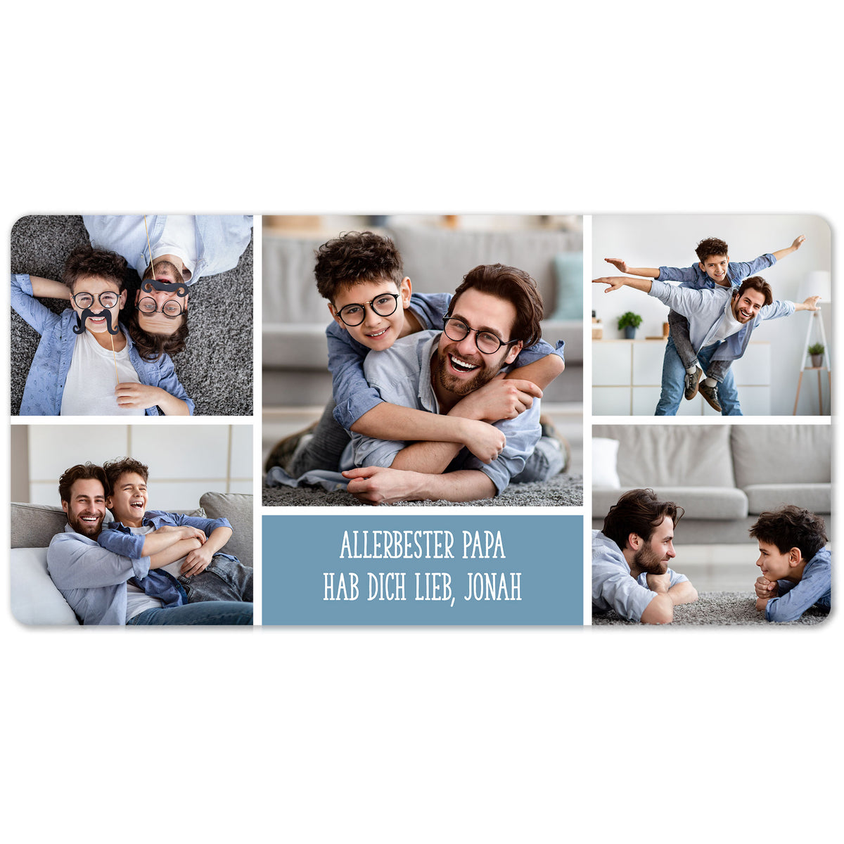 Personalisiertes XXL Mousepad 80 x 40 cm mit 5 Fotos und frei wählbarem Wunschtext