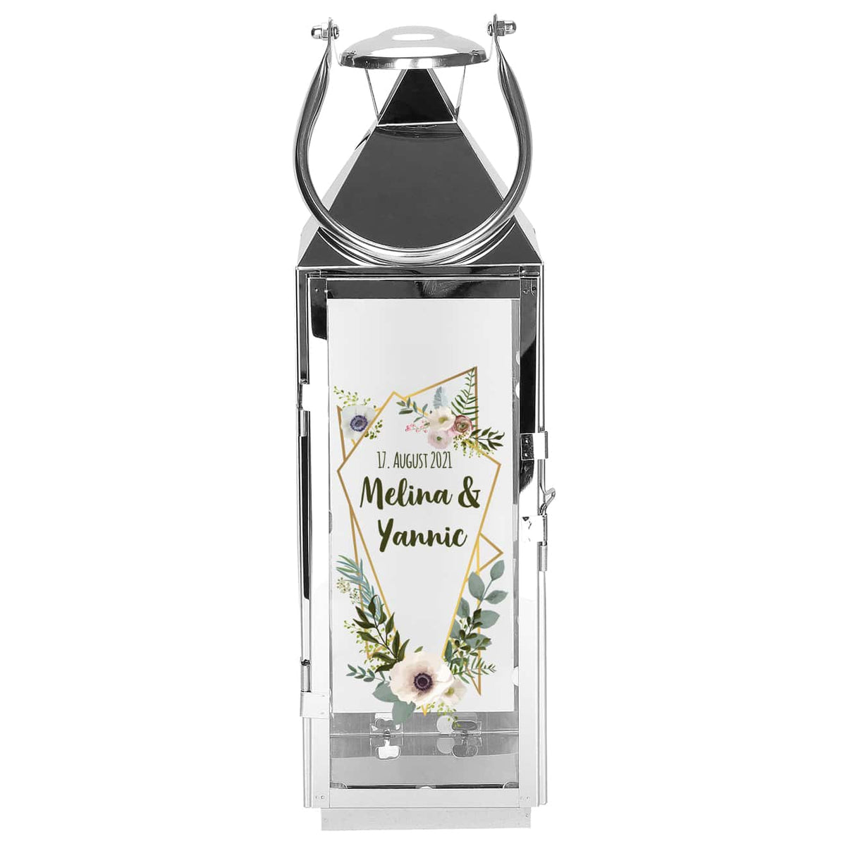 Hochzeitsgeschenk - Laterne mit Blüten und Wunschtext