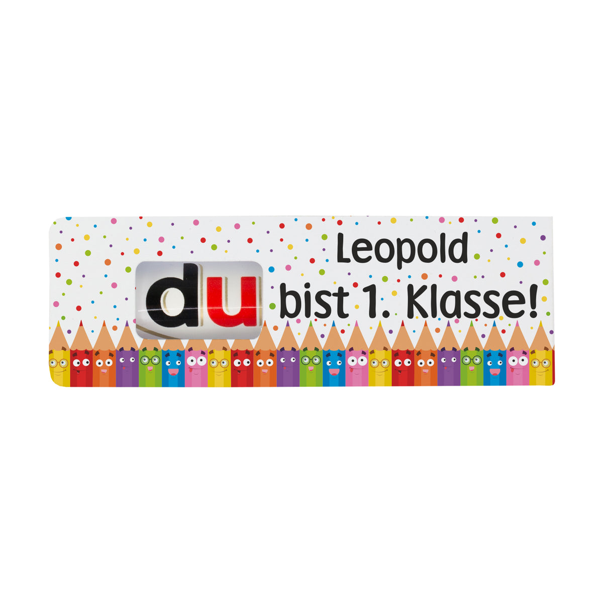 duplo Riegel mit Buntstift Motiv zur Einschulung | Geschenk mit Name für Schultüte & 1. Klasse