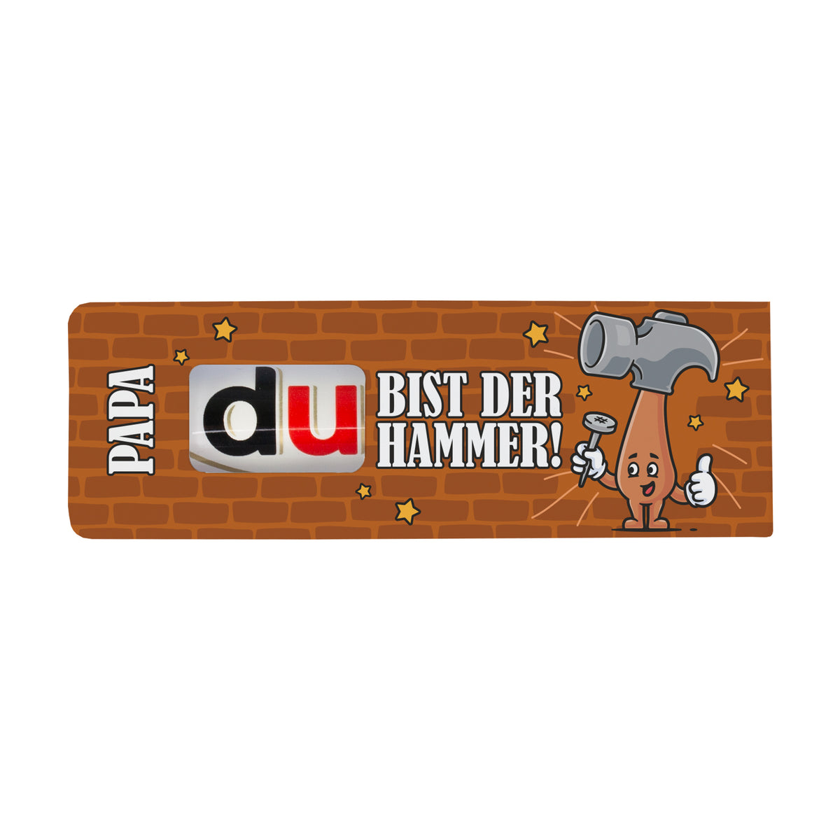 Personalisierter duplo Riegel „Du bist der Hammer“ im Werkzeug-Design