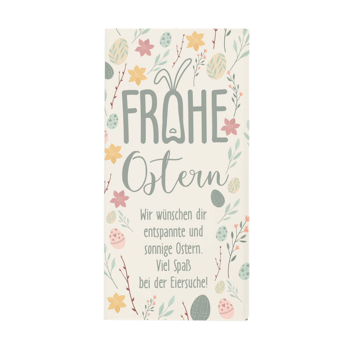 Schokoladentafel zu Ostern mit Wunschtext und pastellfarbenen Motiven | 100g