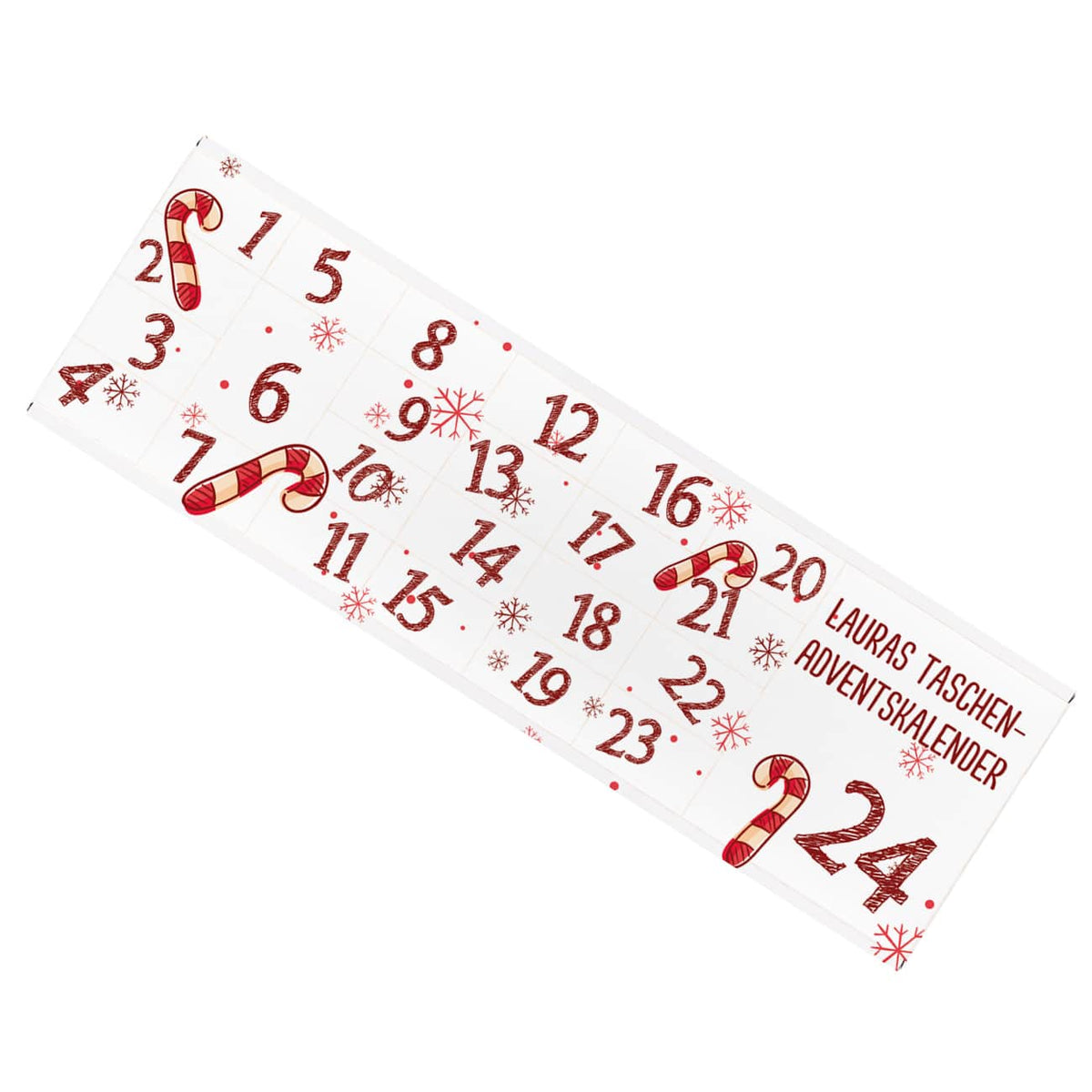 Raffinierter Adventskalender als Schokoladentafel mit Text personalisiert