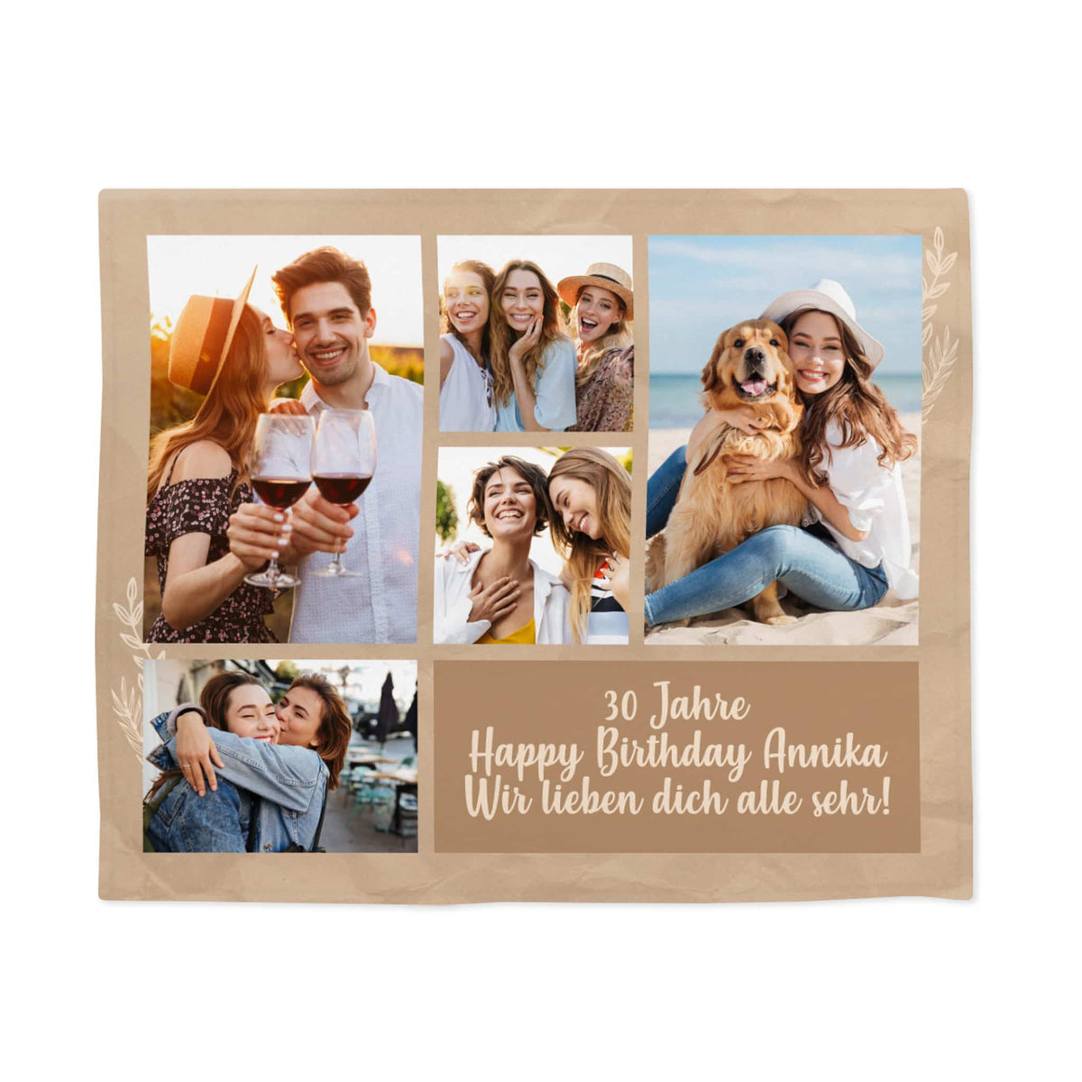 Kleine Kuscheldecke mit Fotos und Wunschtext