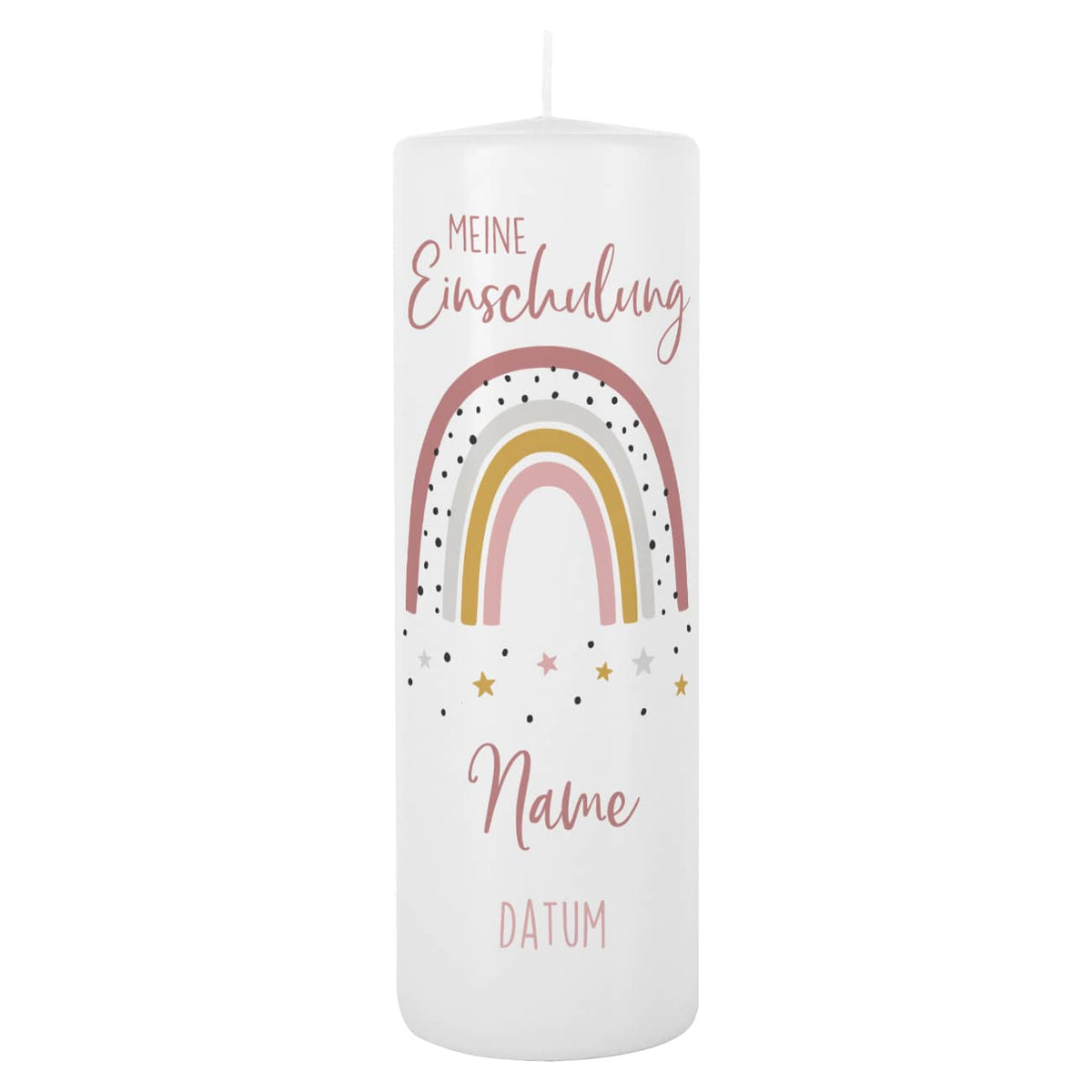 Kerze zur Einschulung mit Regenbogen für Mädchen