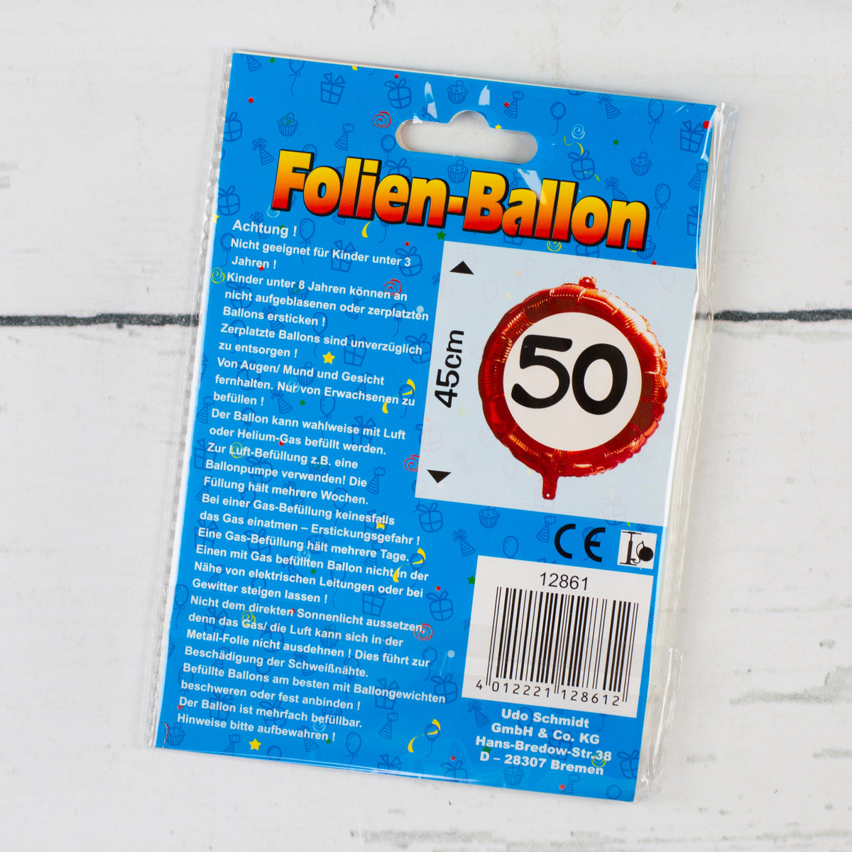 Folienballon Verkehrsschild 50 | Luftballon zum 50. Geburtstag