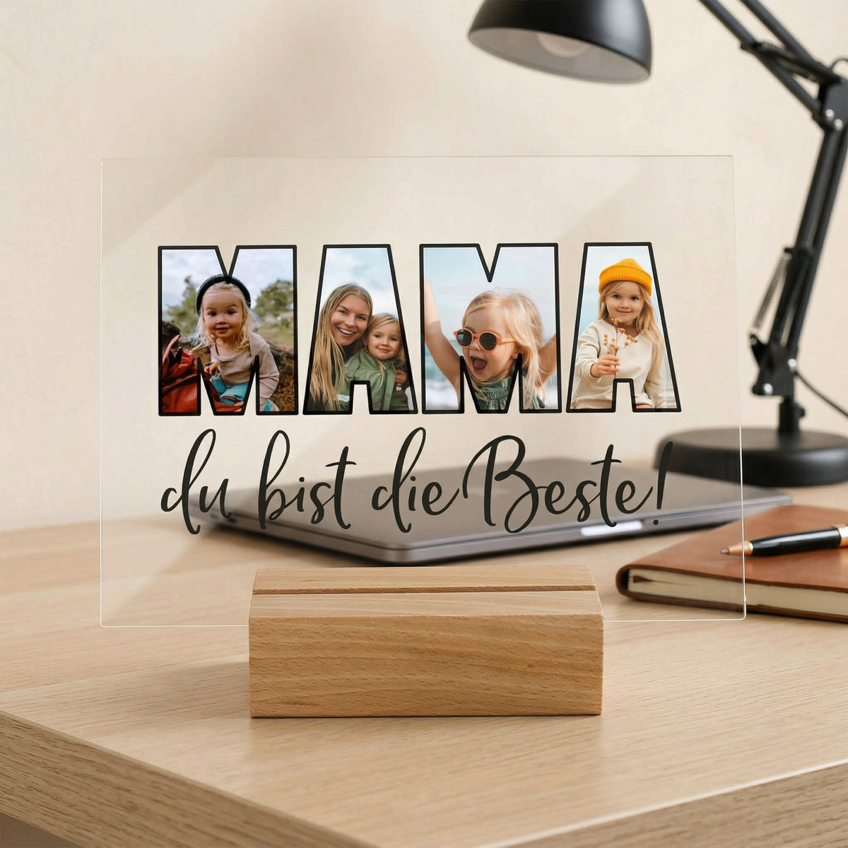 Mama Geschenk Acrylbild mit 4 Fotos personalisiert