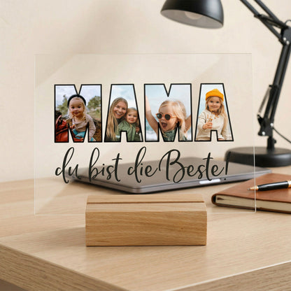 Mama Geschenk Acrylbild mit 4 Fotos personalisiert