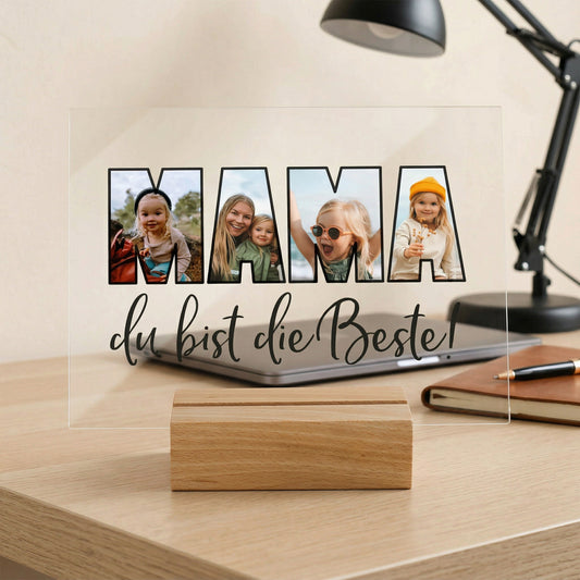 Mama Geschenk Acrylbild mit 4 Fotos personalisiert