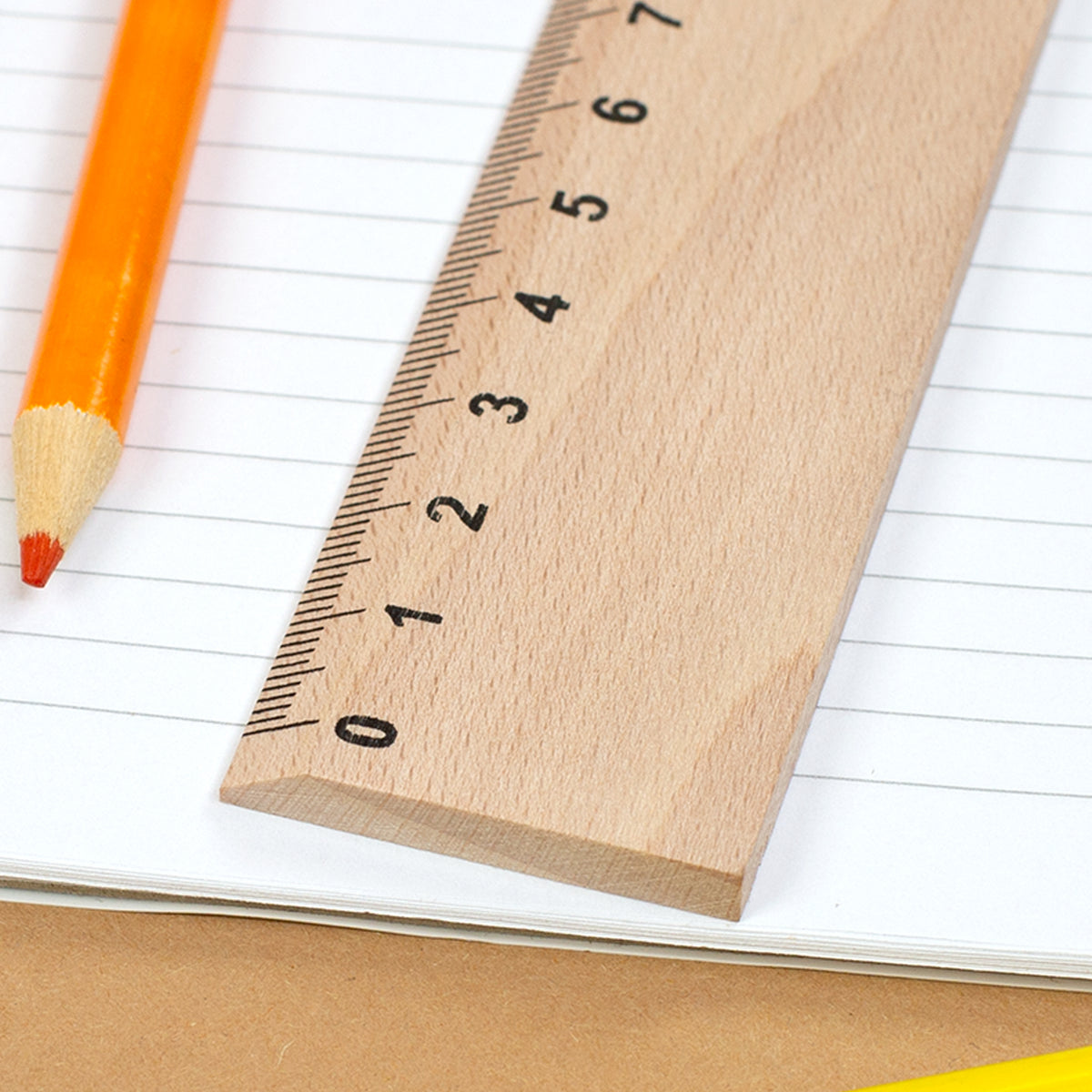 Detailansicht des Holz Lineals