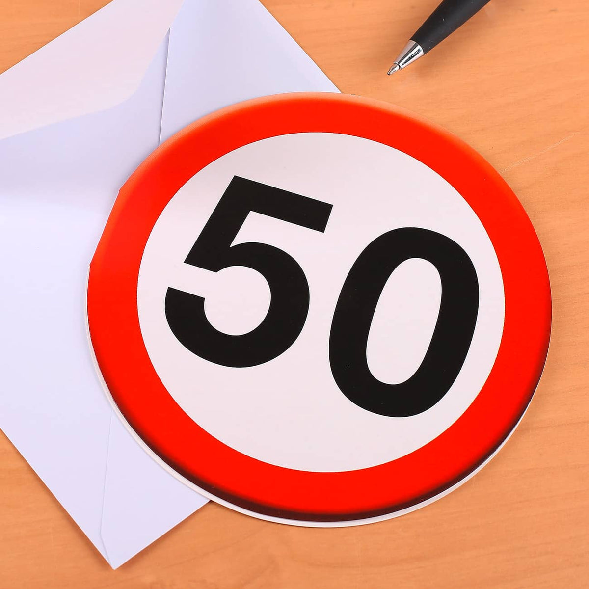 Grußkarte zum 50. Geburtstag mit Verkehrszeichen Motiv