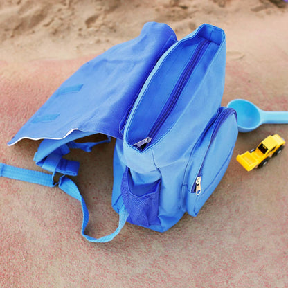 Blauer Kinderrucksack mit Polizeiauto und Name | Personalisierter Polizei Kindergartenrucksack