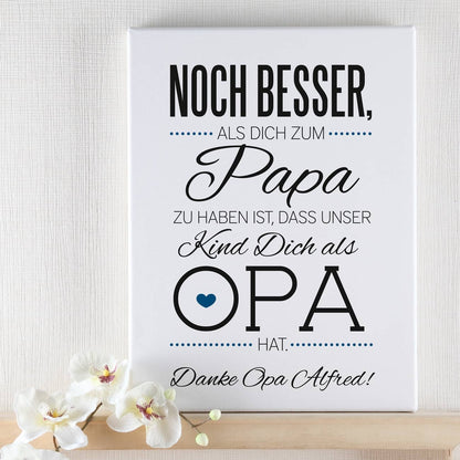 Persönliche Leinwand mit Kompliment an Opa