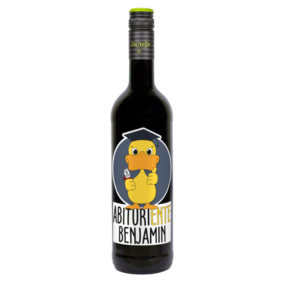 Biorebe Wein - AbituriENTE mit Entenmotiv, Name und Abschlussjahr