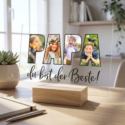 Acrylbild für den besten Papa mit 4 Fotos