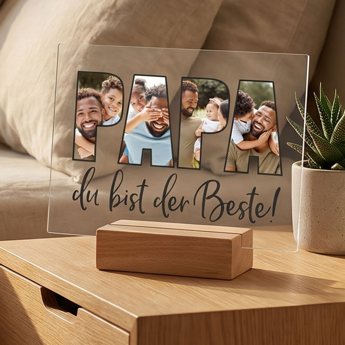 Acrylbild mit 4 Fotos für den Papa als Geschenk zum Vatertag oder zum Geburtstag