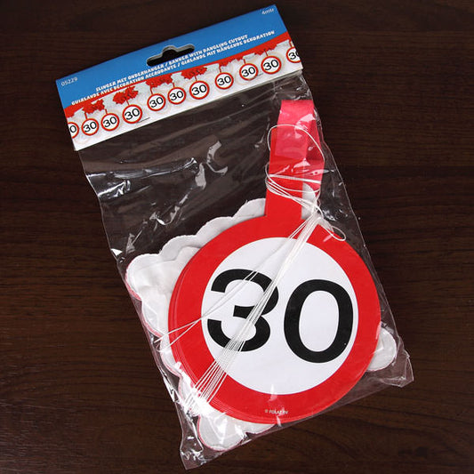 Papiergirlande - Verkehrsschild 30