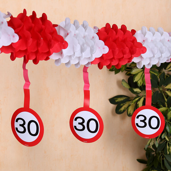 Papiergirlande - Verkehrsschild 30