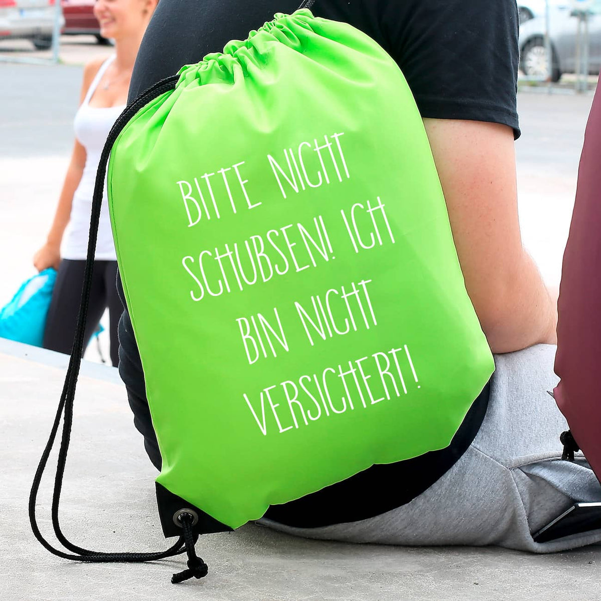 Rucksack Bitte nicht schubsen - in mehreren Farben mit Wunschtext