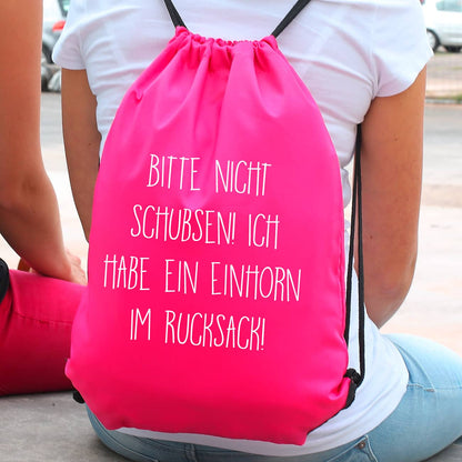 Rucksack Bitte nicht schubsen - in mehreren Farben mit Wunschtext