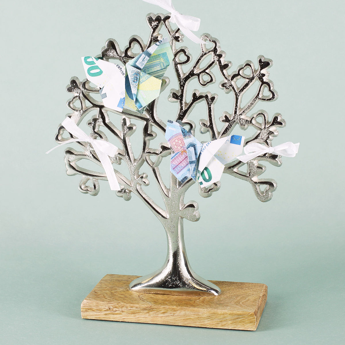 Baum der Liebe - Skulptur aus Aluminium und Mangoholz