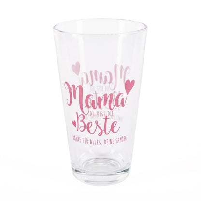 Trinkglas mit Wunschtext - Mama Du bist die Beste