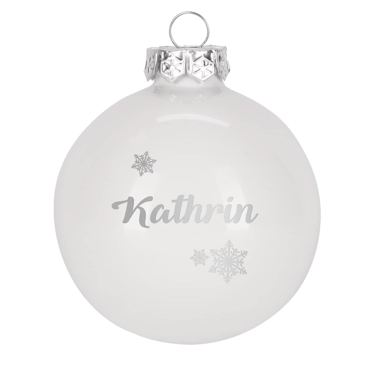Weihnachtskugel weiß-glänzend mit Namensgravur