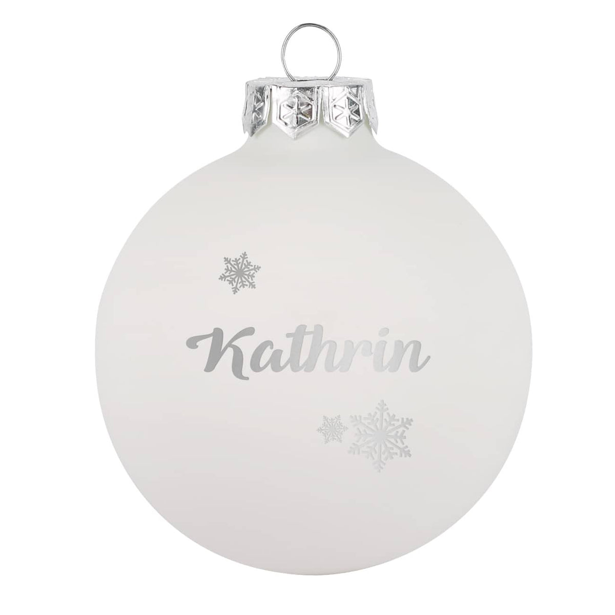Weihnachtskugel weiß-matt mit Namensgravur