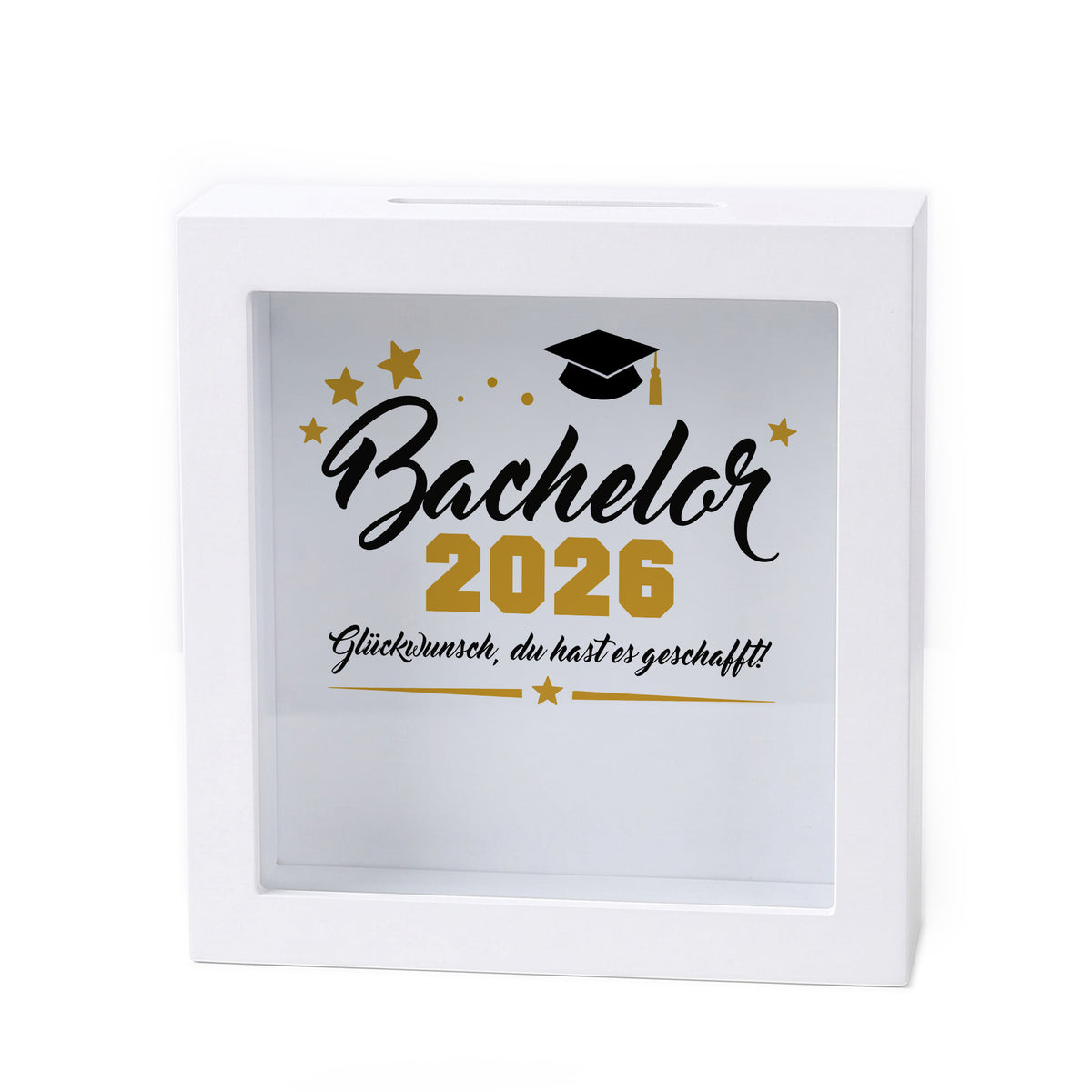 Bilderrahmen-Spardose „Bachelor 2026“