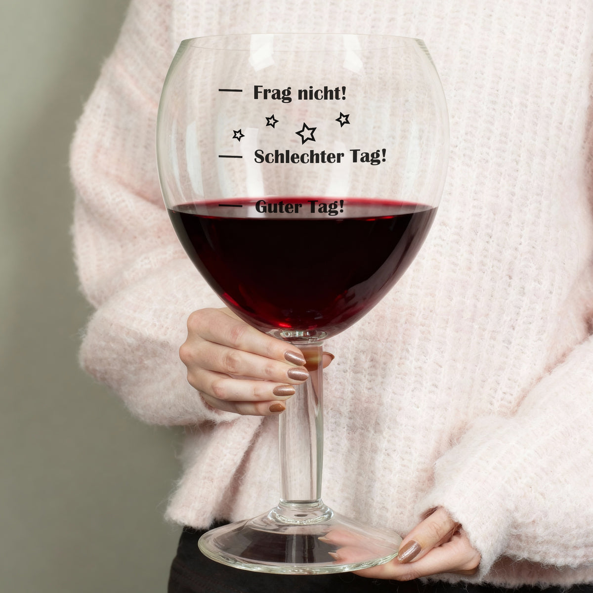 XXXL Weinglas 3 Liter mit Stimmungsbarometer | Lustiger Scherzartikel für Weinliebhaber als Geschenk