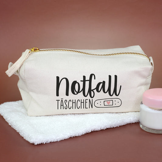 Großes Notfalltäschchen aus Canvas als Beautycase und Kosmetiktasche mit Pflaster Motiv