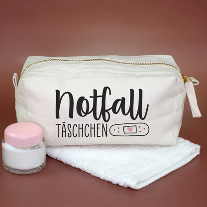 Notfall Täschchen als Medikamententasche mit Pflaster Symbol auf naturfarbener Canvas Tasche