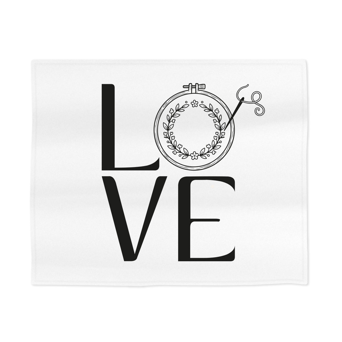 Kuscheldecke 'LOVE' mit Stickrahmen Motiv | Kleine Decke als Geschenk für Frauen & Stickfans