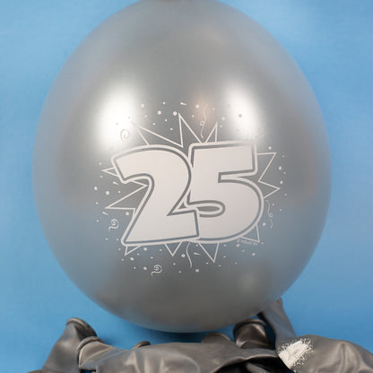 Latex Ballon 25 zur silbernen Hochzeit - 8 Stück