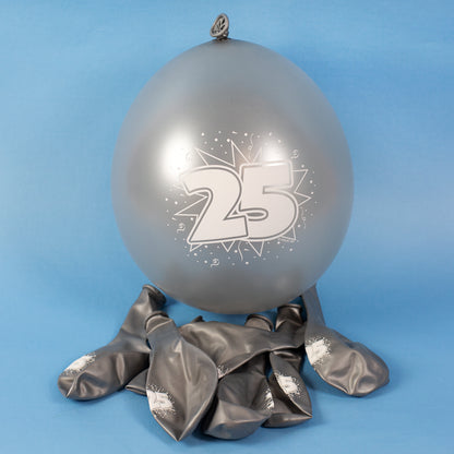 Latex Ballon 25 zur silbernen Hochzeit - 8 Stück