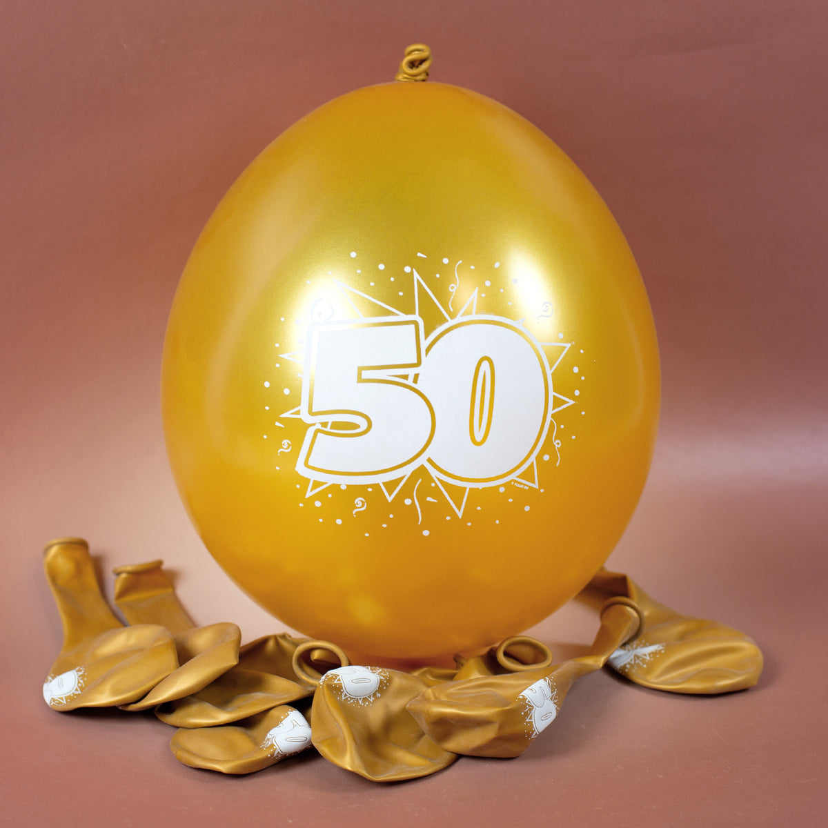 Latex Ballon 50 in Gold zur goldenen Hochzeit - 8 Stück