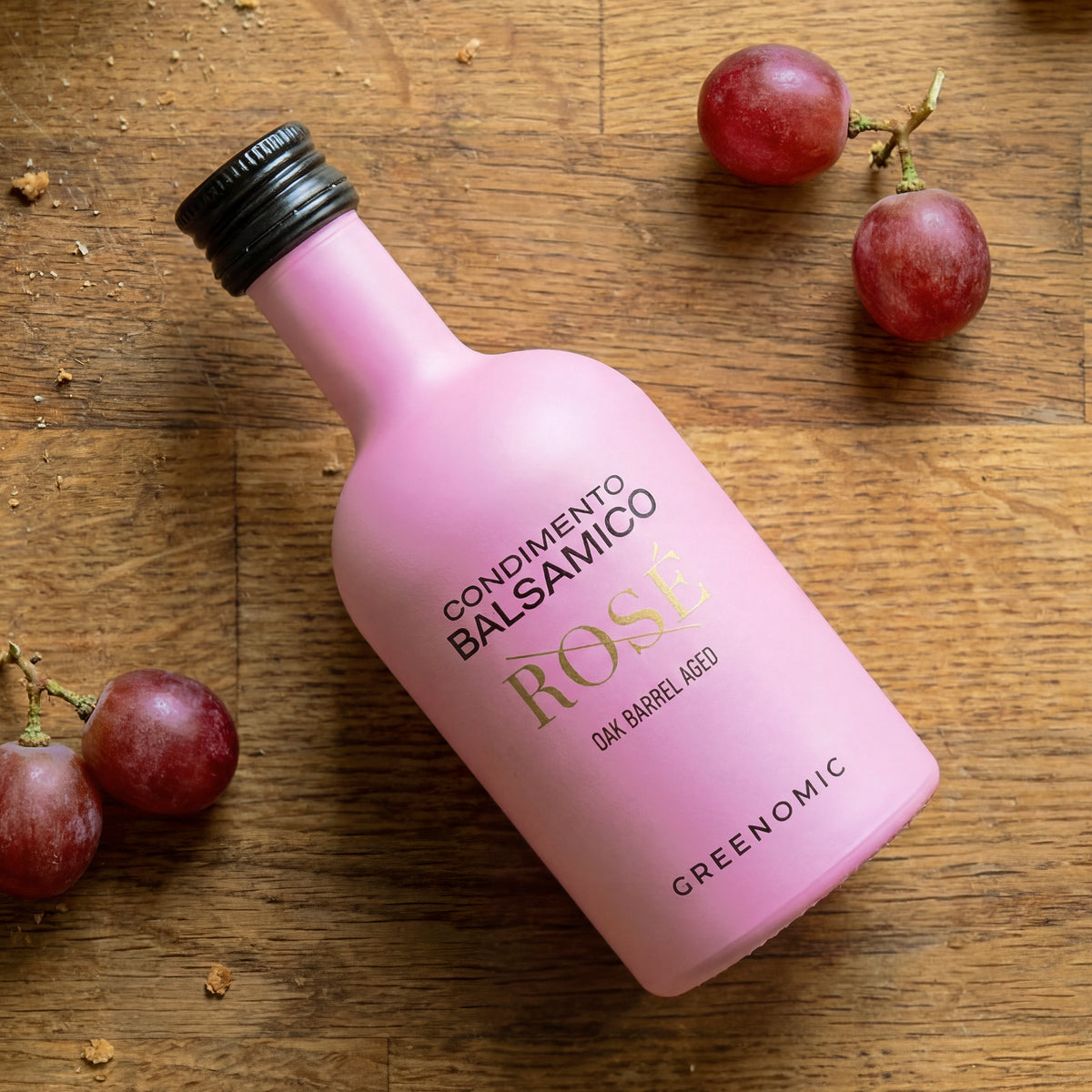 Greenomic Condimento Balsamico Rosé in rosa Designerflasche mit Trauben