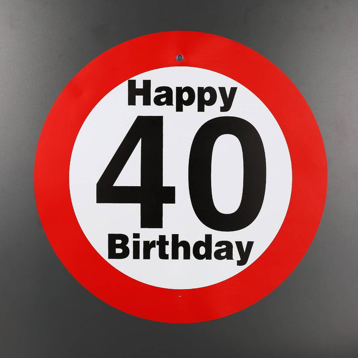 Verkehrsschild mit Saugnapf zum 40.