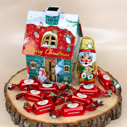 Häuschen Weihnachtswichtel mit Schokolade